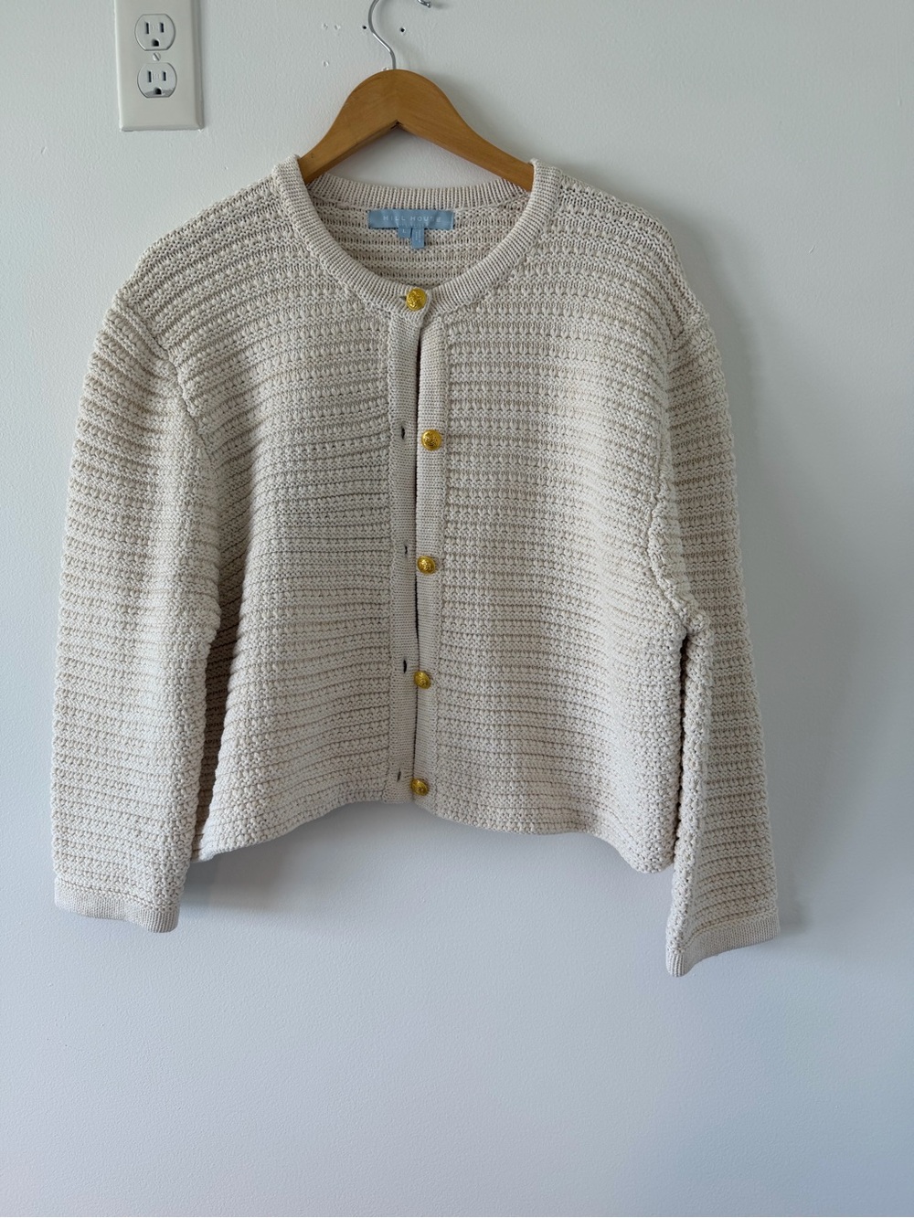 Hill House Home The Harper Lady Jacket Cardigan NWOT Cream Marl Knit